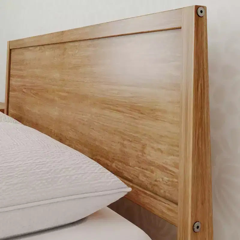 Full Size Kids Platform Bed with Panel Headboard, Solid Pine & Birch, 400 lb Capacity, No Box Spring