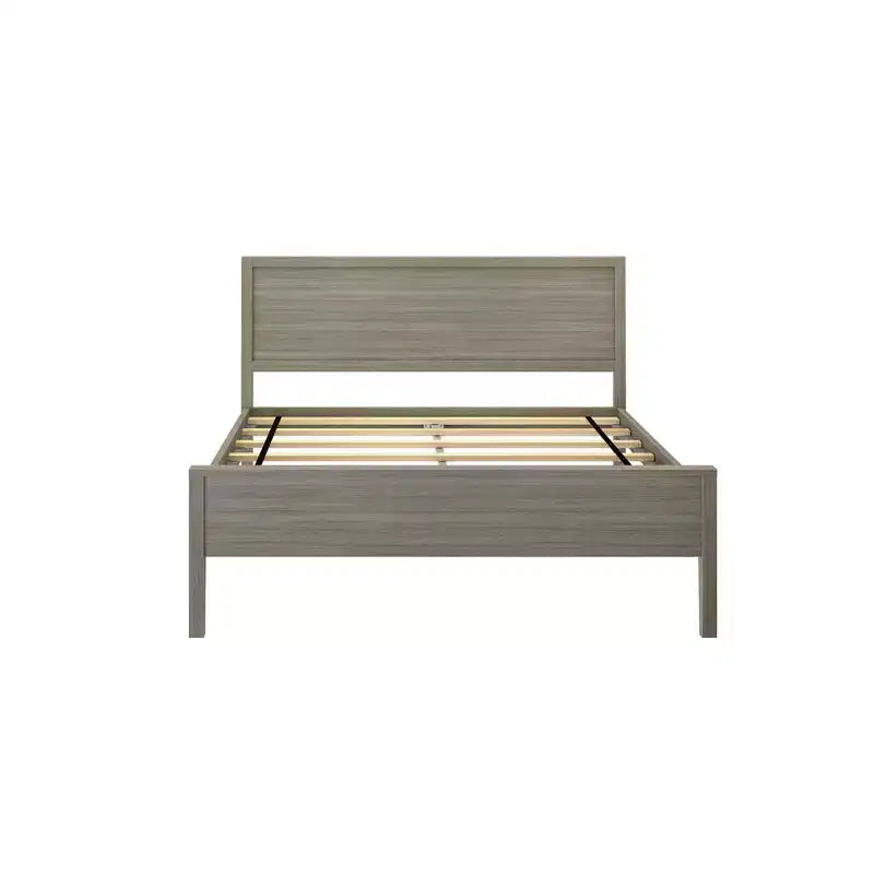Full Size Kids Platform Bed with Panel Headboard, Solid Pine & Birch, 400 lb Capacity, No Box Spring