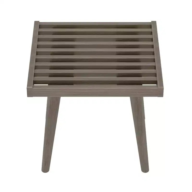 19" Solid Wood Entryway Bench, Pine & Birch, Mid-Century Slatted Design, 400 lb Capacity, Low VOC
