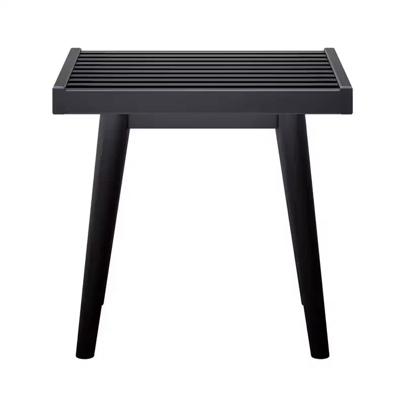 19" Solid Wood Entryway Bench, Pine & Birch, Mid-Century Slatted Design, 400 lb Capacity, Low VOC