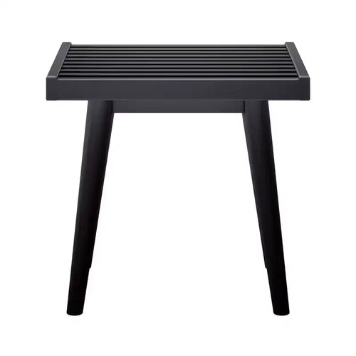 19" Solid Wood Entryway Bench, Pine & Birch, Mid-Century Slatted Design, 400 lb Capacity, Low VOC