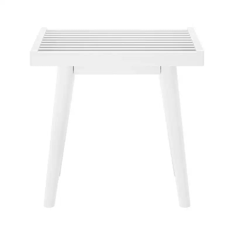 19" Solid Wood Entryway Bench, Pine & Birch, Mid-Century Slatted Design, 400 lb Capacity, Low VOC