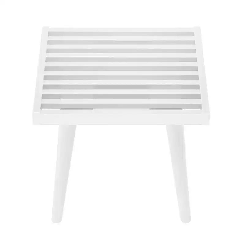 19" Solid Wood Entryway Bench, Pine & Birch, Mid-Century Slatted Design, 400 lb Capacity, Low VOC
