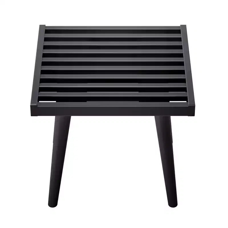 19" Solid Wood Entryway Bench, Pine & Birch, Mid-Century Slatted Design, 400 lb Capacity, Low VOC