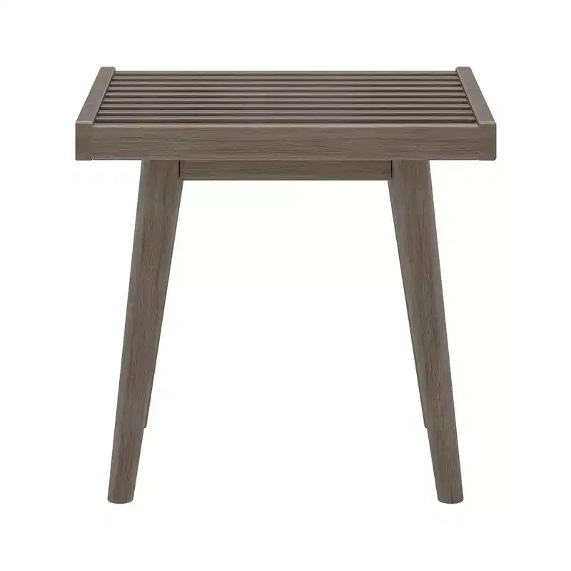 19" Solid Wood Entryway Bench, Pine & Birch, Mid-Century Slatted Design, 400 lb Capacity, Low VOC