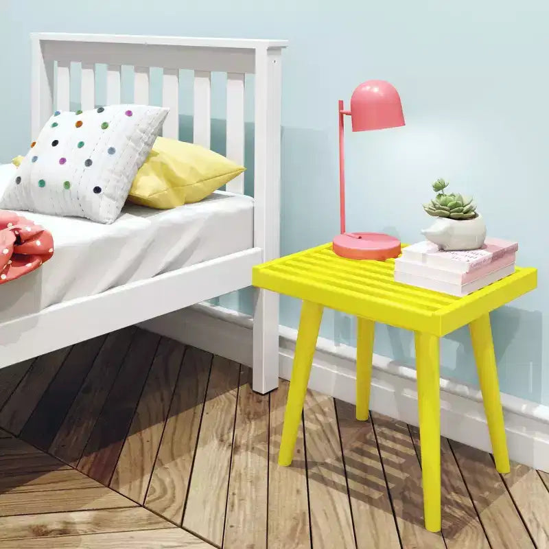 19" Solid Wood Entryway Bench, Pine & Birch, Mid-Century Slatted Design, 400 lb Capacity, Low VOC