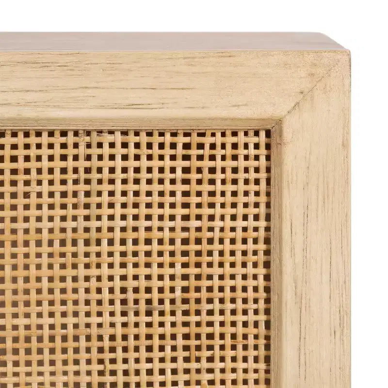 Rattan Wall Cabinet, Natural Finish, 3 Shelves, 1 Door, Wall Mount, 23.75"H, No Assembly Required