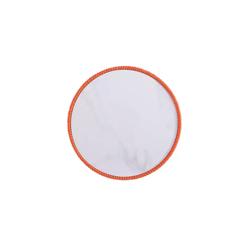 Round End Table, Leatherette Upholstered Base, Ceramic Faux Marble Top, 80 lb Capacity, No Assembly