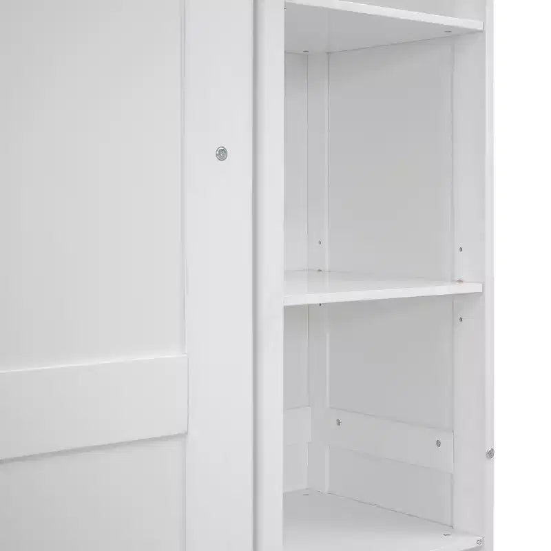 Full/Queen Murphy Wall Bed with Side Shelves & LED Lights, 600 lb Capacity, Plywood & MDF Frame