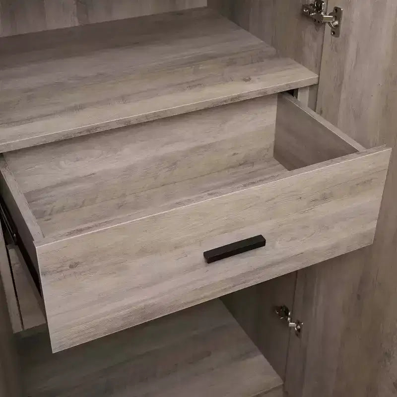 Wardrobe Closet with 2 Doors & 2 Drawers, 4 Adjustable Shelves, MDF, Anti-Tip Hardware, 84" Tall
