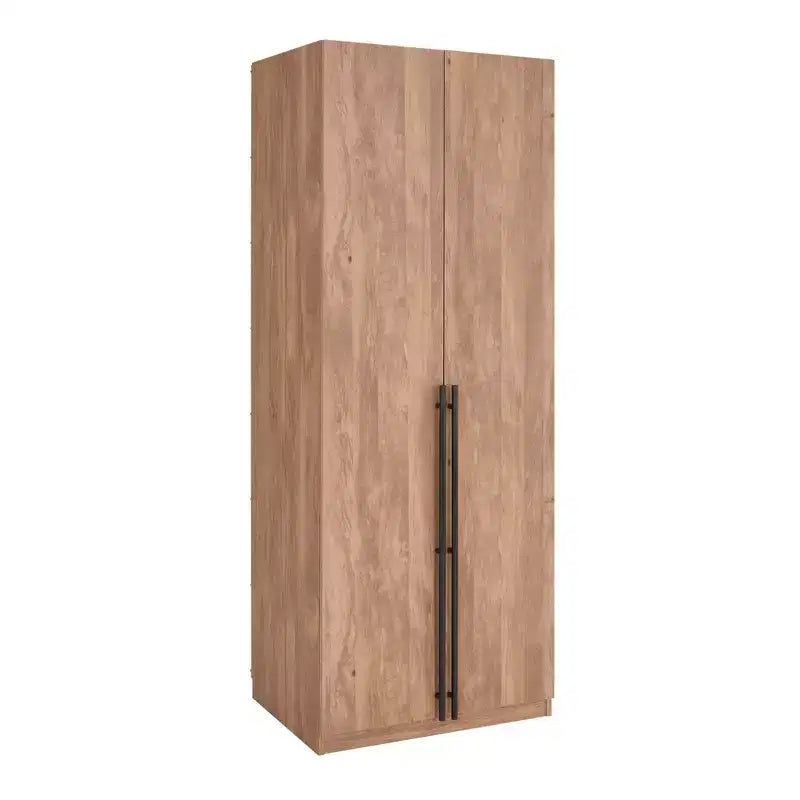 Wardrobe Closet with 2 Doors & 2 Drawers, 4 Adjustable Shelves, MDF, Anti-Tip Hardware, 84" Tall