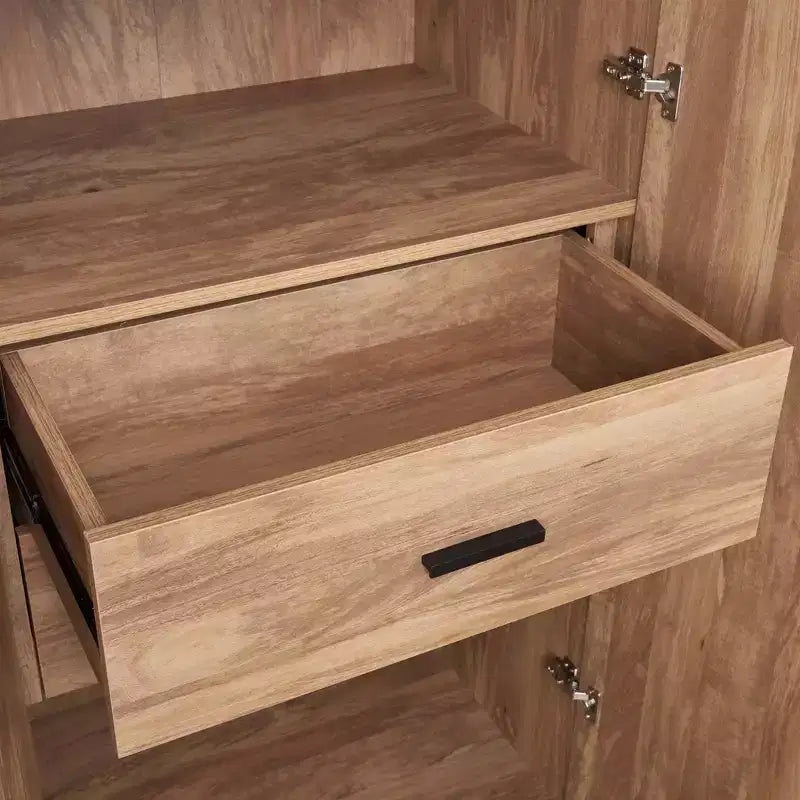 Wardrobe Closet with 2 Doors & 2 Drawers, 4 Adjustable Shelves, MDF, Anti-Tip Hardware, 84" Tall