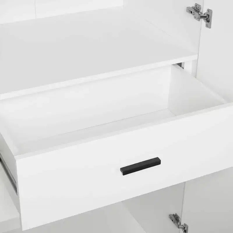Wardrobe Closet with 2 Doors & 2 Drawers, 4 Adjustable Shelves, MDF, Anti-Tip Hardware, 84" Tall