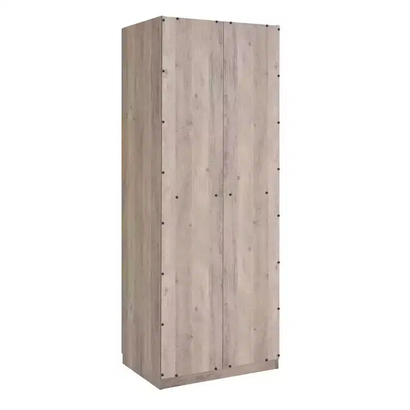 Wardrobe Closet with 2 Doors & 2 Drawers, 4 Adjustable Shelves, MDF, Anti-Tip Hardware, 84" Tall