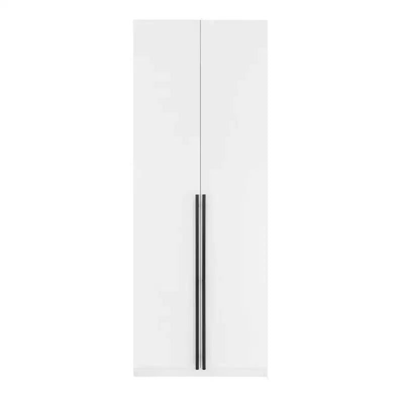 Wardrobe Closet with 2 Doors & 2 Drawers, 4 Adjustable Shelves, MDF, Anti-Tip Hardware, 84" Tall