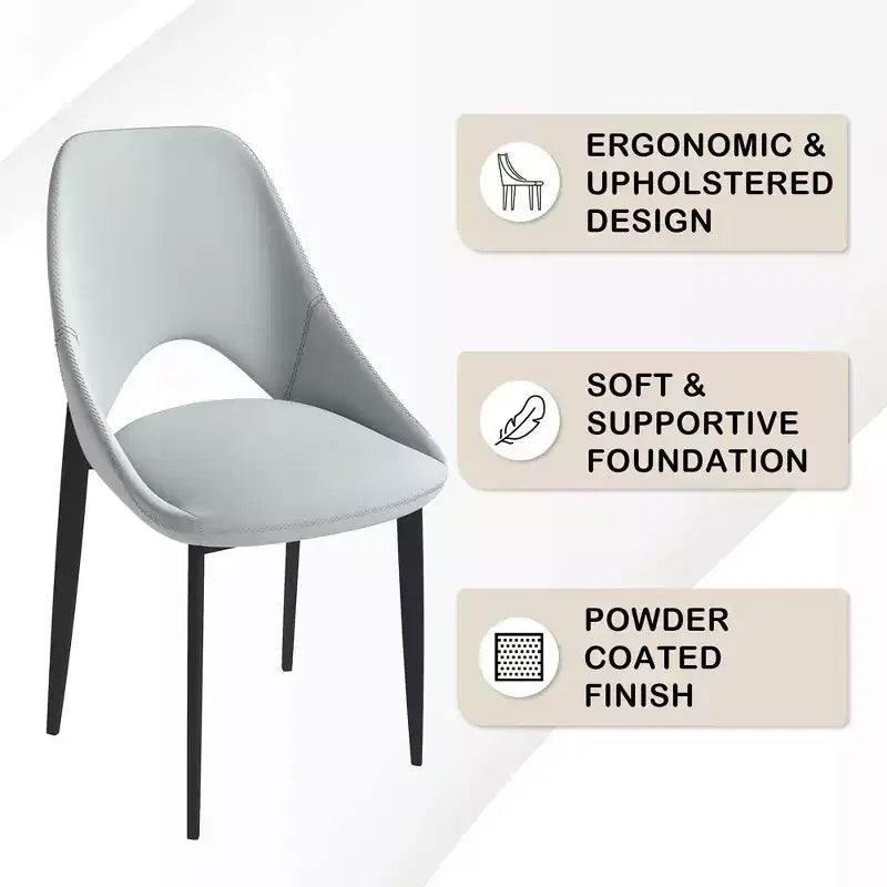 Modern Upholstered Dining Chair, Fabric Seat with Metal Legs, Accent Seating for Kitchen, Dining Room, or Office