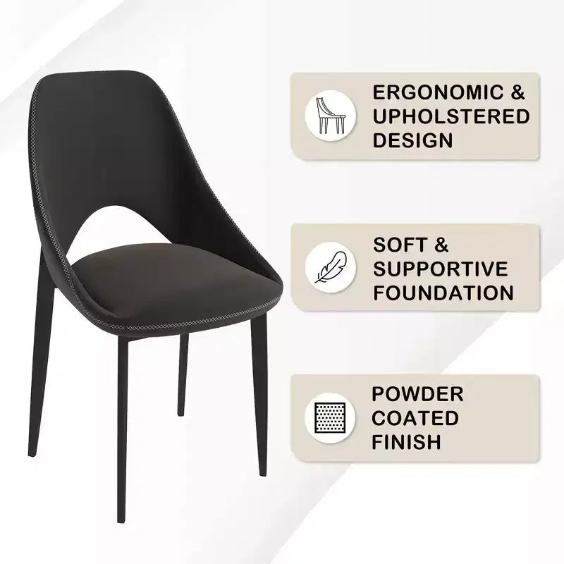 Modern Upholstered Dining Chair, Fabric Seat with Metal Legs, Accent Seating for Kitchen, Dining Room, or Office