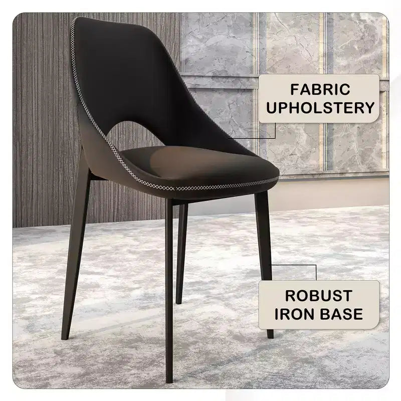 Modern Upholstered Dining Chair, Fabric Seat with Metal Legs, Accent Seating for Kitchen, Dining Room, or Office
