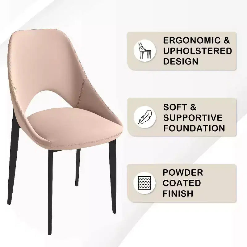 Modern Upholstered Dining Chair, Fabric Seat with Metal Legs, Accent Seating for Kitchen, Dining Room, or Office