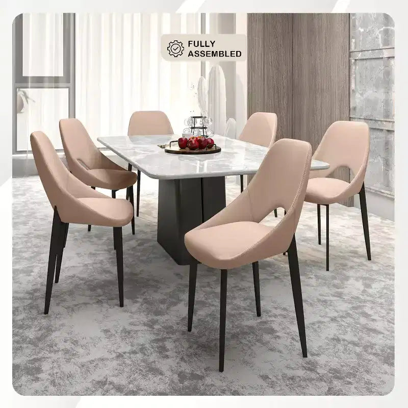 Modern Upholstered Dining Chair, Fabric Seat with Metal Legs, Accent Seating for Kitchen, Dining Room, or Office