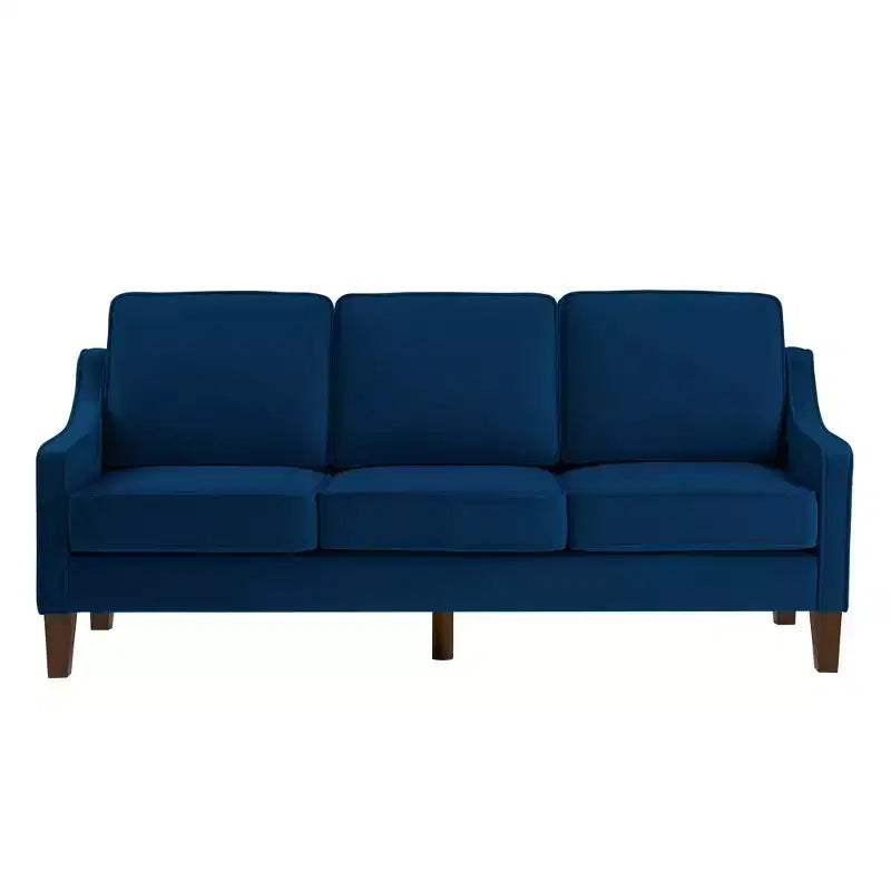 Velvet Upholstered Sofa with Scooped Armrests & Wood Legs, Single/Loveseat/3-Seat Options