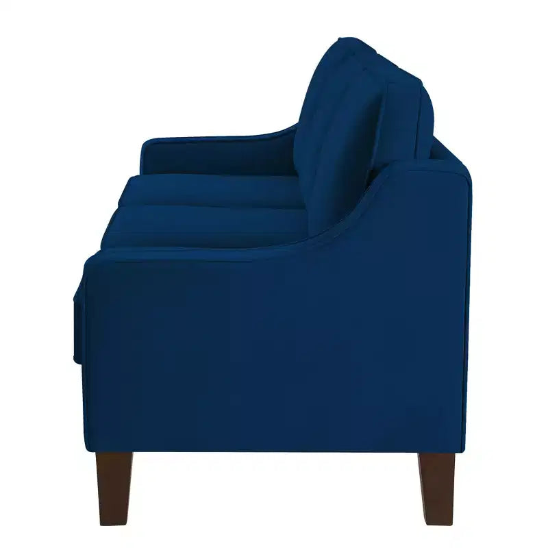 Velvet Upholstered Sofa with Scooped Armrests & Wood Legs, Single/Loveseat/3-Seat Options