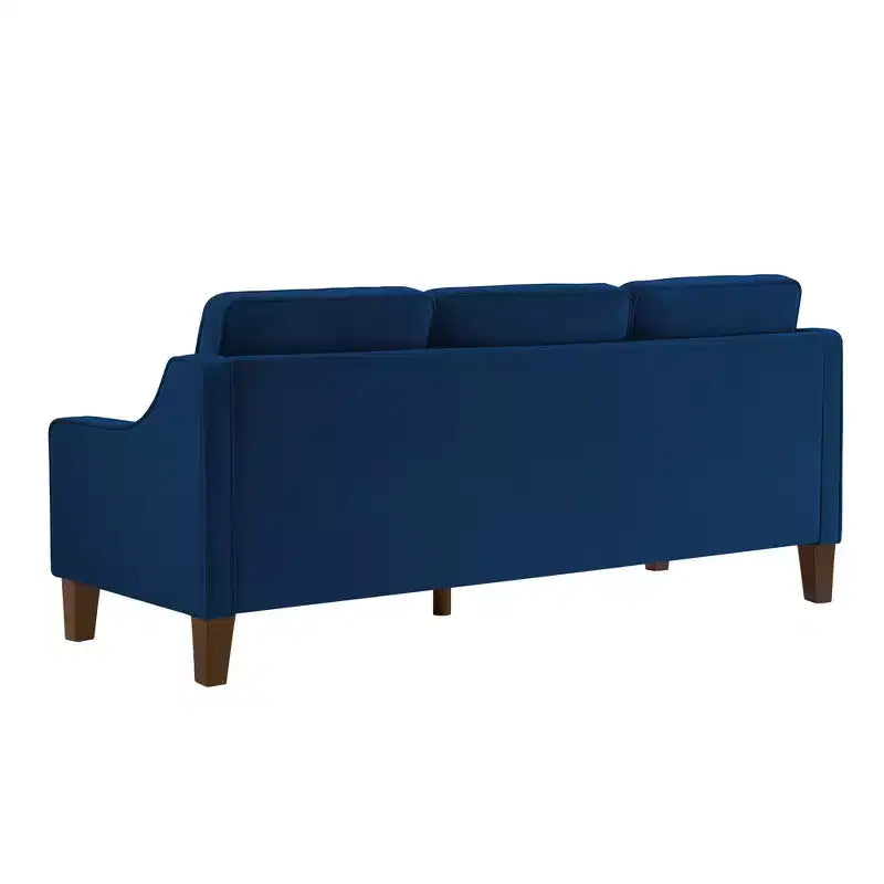 Velvet Upholstered Sofa with Scooped Armrests & Wood Legs, Single/Loveseat/3-Seat Options