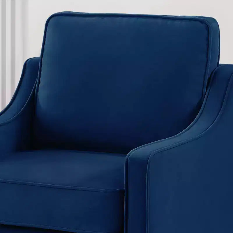Velvet Upholstered Sofa with Scooped Armrests & Wood Legs, Single/Loveseat/3-Seat Options