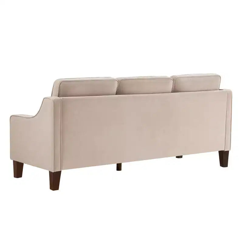 Velvet Upholstered Sofa with Scooped Armrests & Wood Legs, Single/Loveseat/3-Seat Options