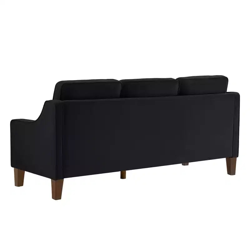 Velvet Upholstered Sofa with Scooped Armrests & Wood Legs, Single/Loveseat/3-Seat Options