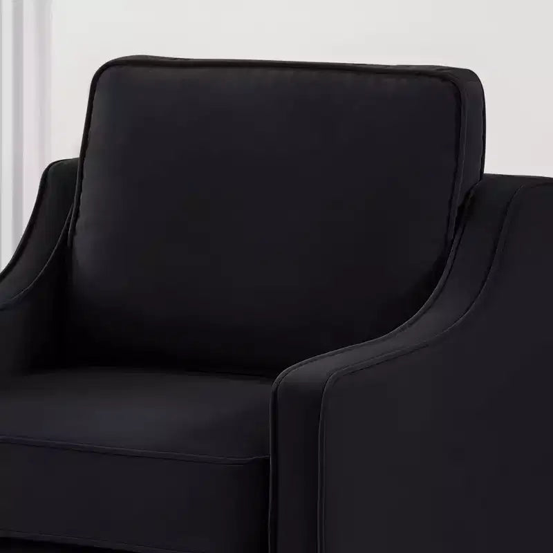 Velvet Upholstered Sofa with Scooped Armrests & Wood Legs, Single/Loveseat/3-Seat Options