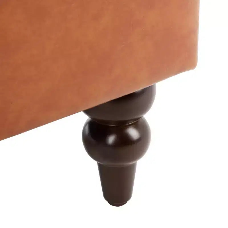 Cognac Upholstered Accent Chair, Wood Frame, Foam Cushion, 275 lb Capacity