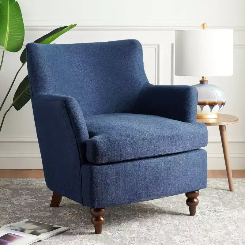 Cognac Upholstered Accent Chair, Wood Frame, Foam Cushion, 275 lb Capacity
