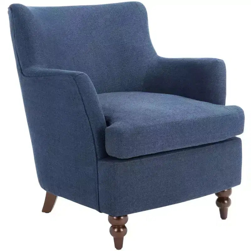 Cognac Upholstered Accent Chair, Wood Frame, Foam Cushion, 275 lb Capacity