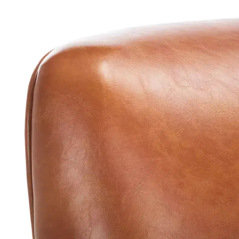 Cognac Upholstered Accent Chair, Wood Frame, Foam Cushion, 275 lb Capacity