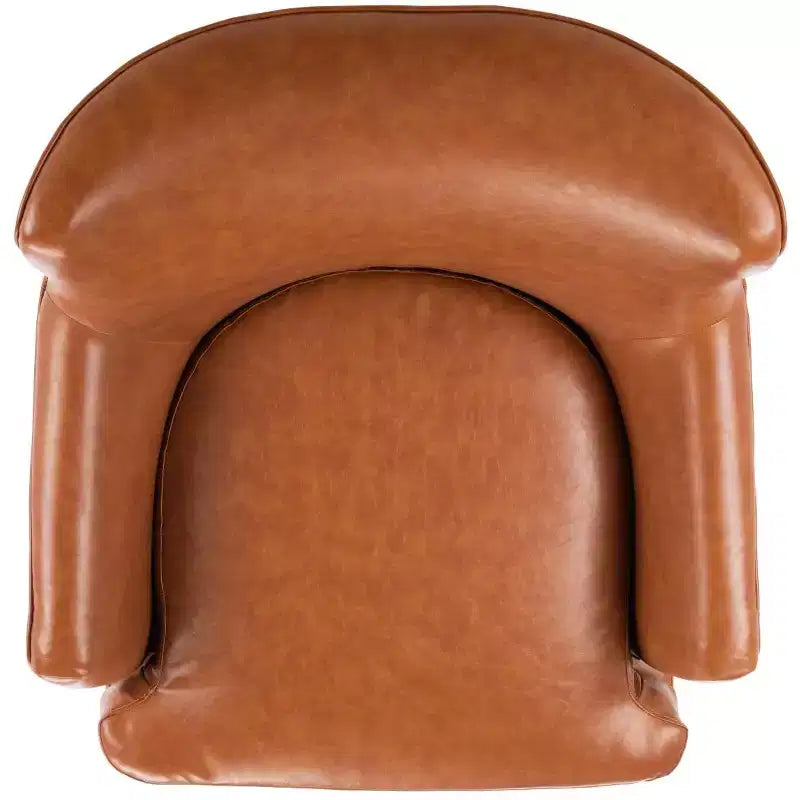 Cognac Upholstered Accent Chair, Wood Frame, Foam Cushion, 275 lb Capacity
