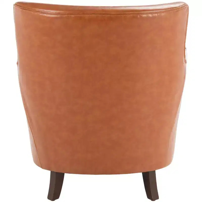 Cognac Upholstered Accent Chair, Wood Frame, Foam Cushion, 275 lb Capacity