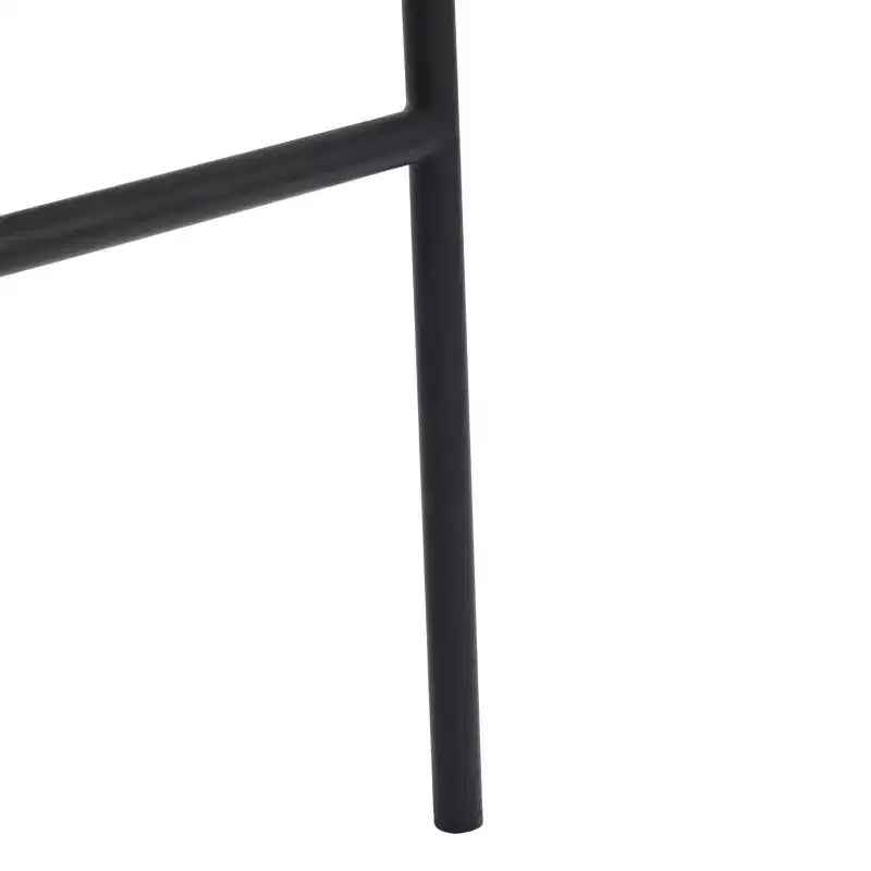 Woven Leather Counter Stool, Metal Frame, Fixed Height 26", Armless with Footrest