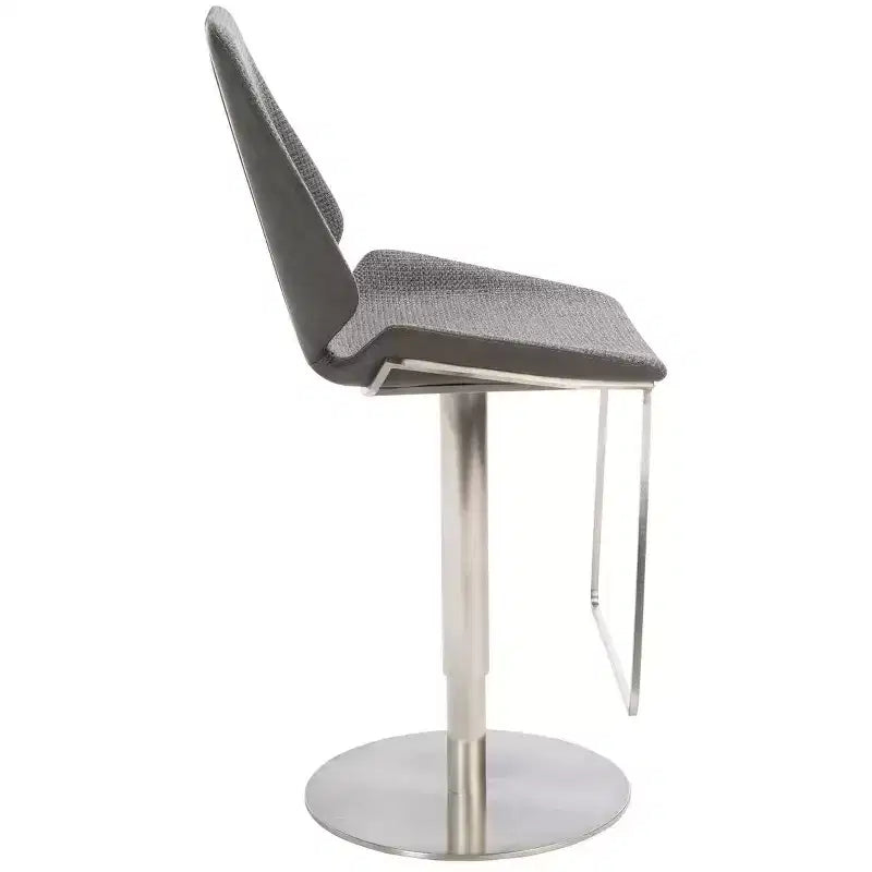 Adjustable Gas Lift Bar Stool, Stainless Steel Frame, Padded Back & Footrest, 250 lb Capacity