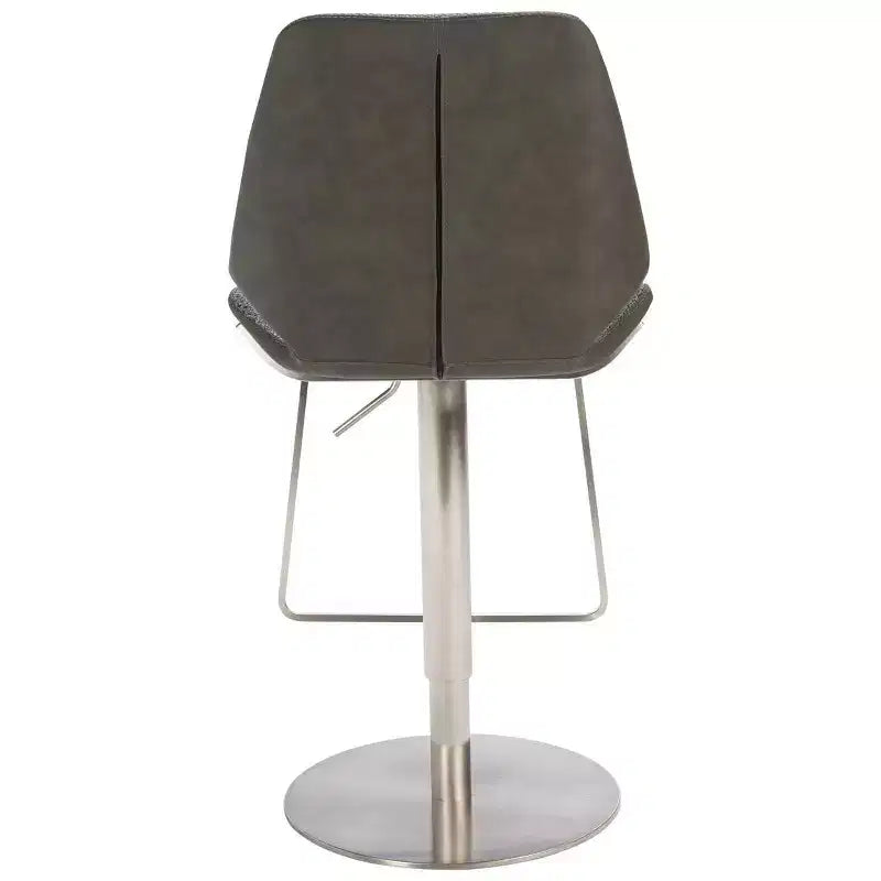 Adjustable Gas Lift Bar Stool, Stainless Steel Frame, Padded Back & Footrest, 250 lb Capacity