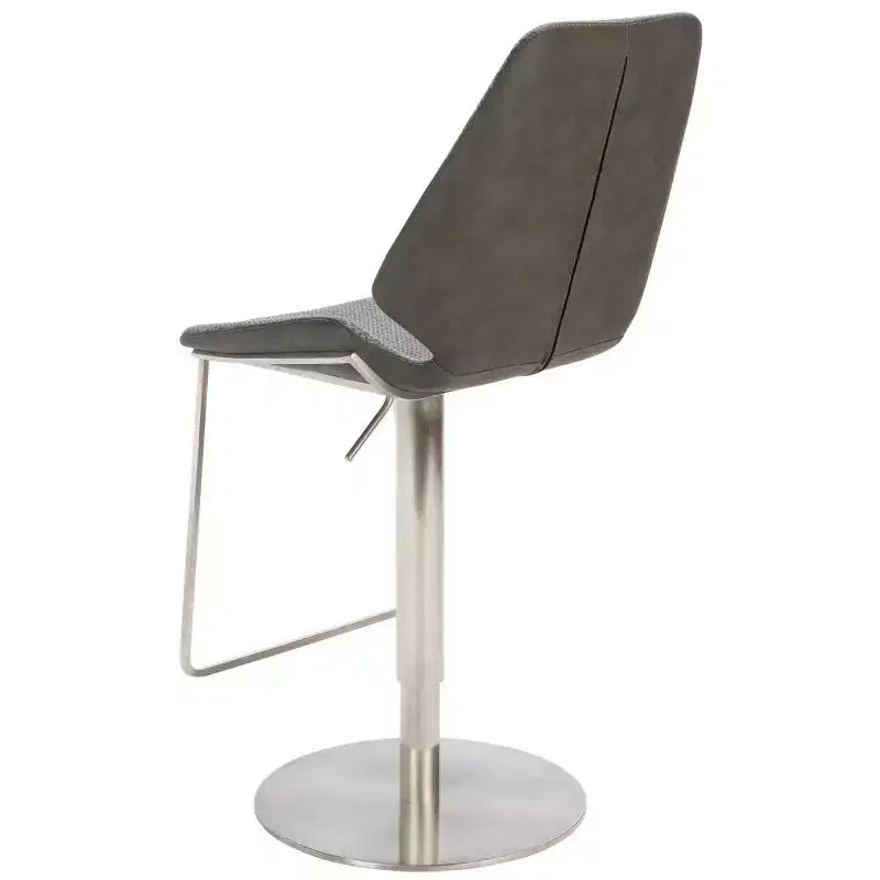 Adjustable Gas Lift Bar Stool, Stainless Steel Frame, Padded Back & Footrest, 250 lb Capacity