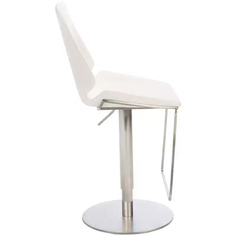 Adjustable Gas Lift Bar Stool, Stainless Steel Frame, Padded Back & Footrest, 250 lb Capacity