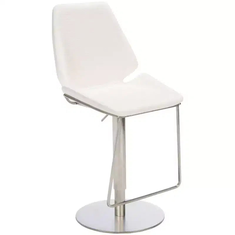 Adjustable Gas Lift Bar Stool, Stainless Steel Frame, Padded Back & Footrest, 250 lb Capacity