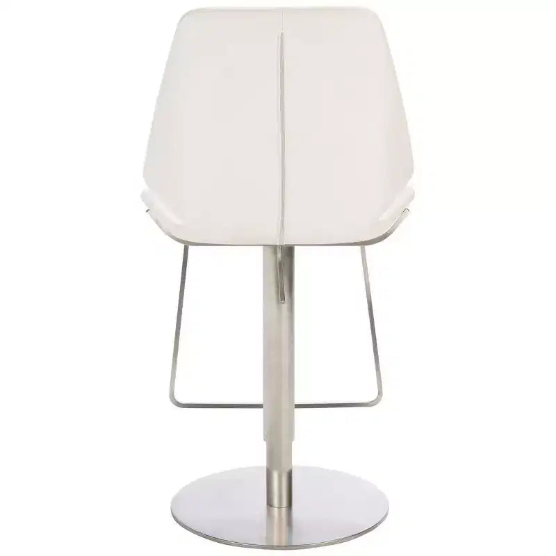 Adjustable Gas Lift Bar Stool, Stainless Steel Frame, Padded Back & Footrest, 250 lb Capacity
