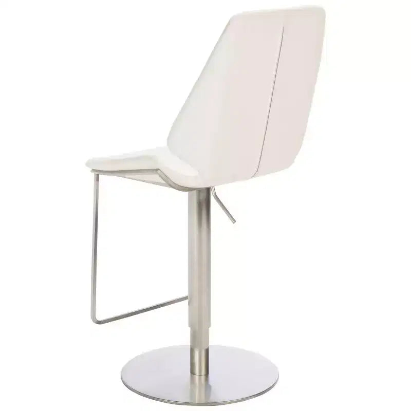 Adjustable Gas Lift Bar Stool, Stainless Steel Frame, Padded Back & Footrest, 250 lb Capacity