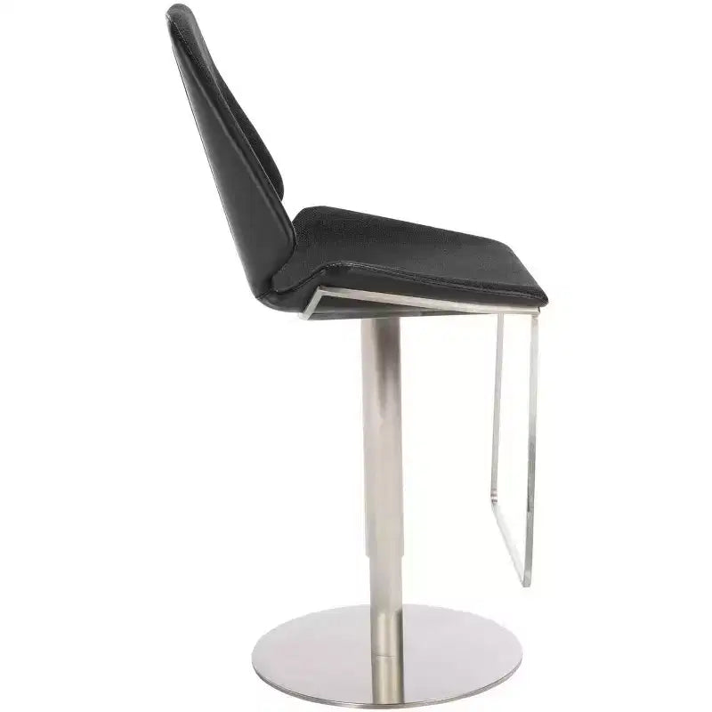 Adjustable Gas Lift Bar Stool, Stainless Steel Frame, Padded Back & Footrest, 250 lb Capacity