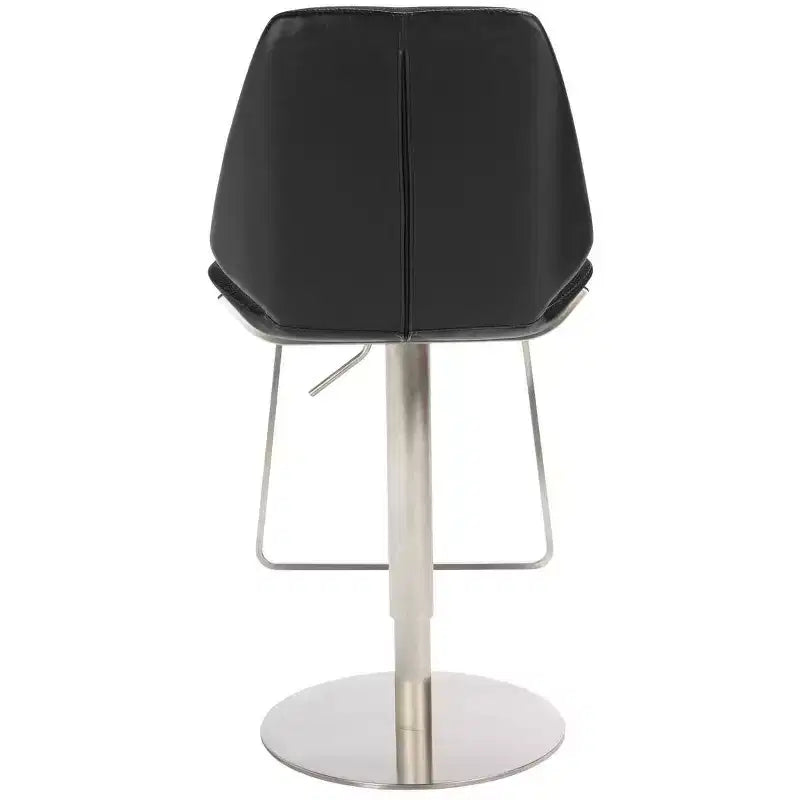 Adjustable Gas Lift Bar Stool, Stainless Steel Frame, Padded Back & Footrest, 250 lb Capacity