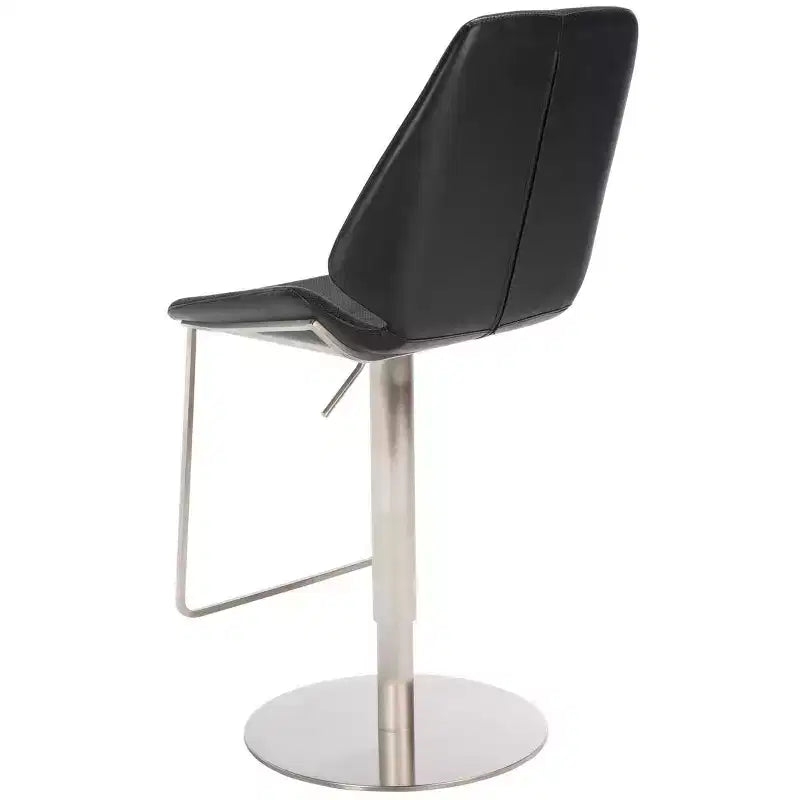 Adjustable Gas Lift Bar Stool, Stainless Steel Frame, Padded Back & Footrest, 250 lb Capacity