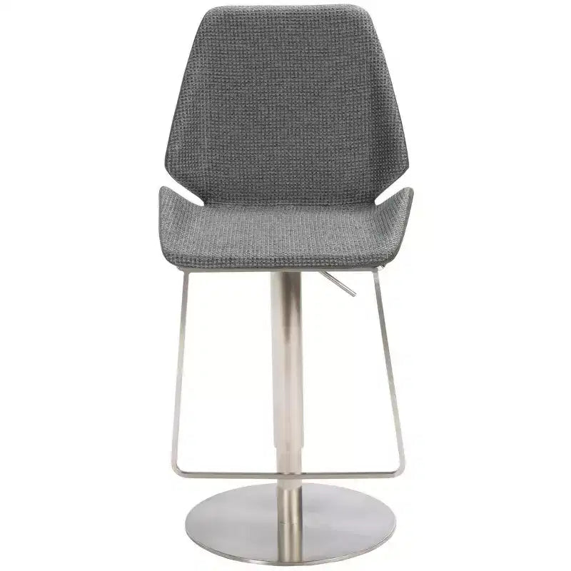 Adjustable Gas Lift Bar Stool, Stainless Steel Frame, Padded Back & Footrest, 250 lb Capacity