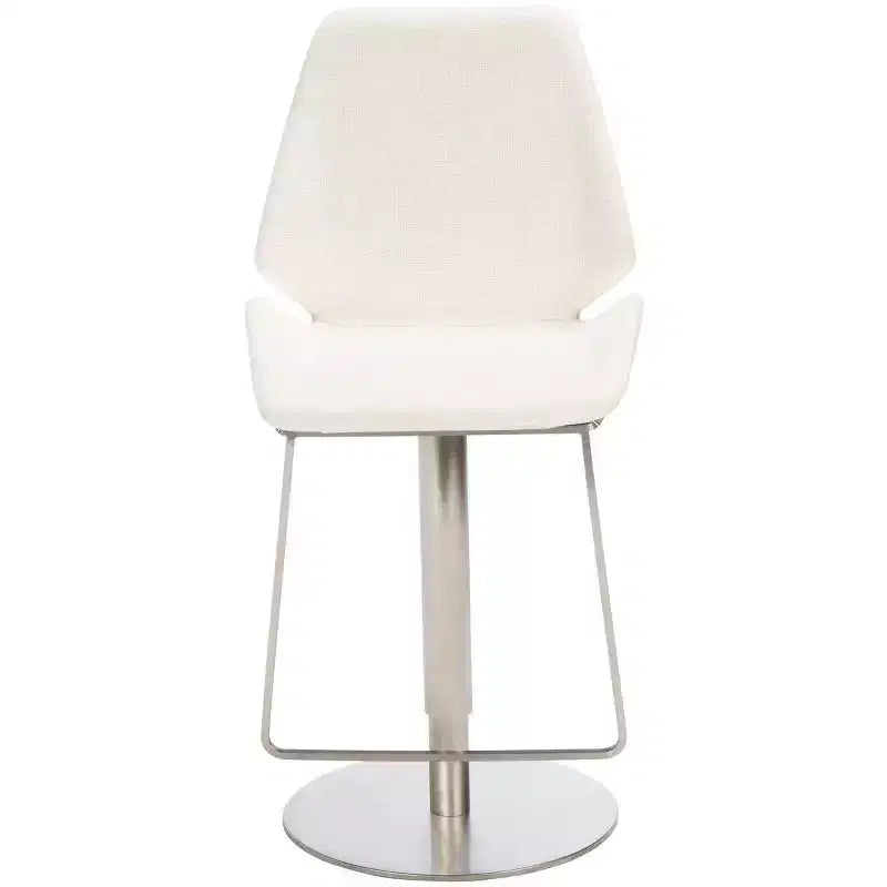 Adjustable Gas Lift Bar Stool, Stainless Steel Frame, Padded Back & Footrest, 250 lb Capacity